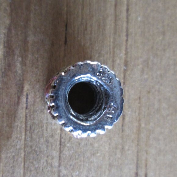 Silver Beaded European Charm with Heart crystals - Picture 6 of 7